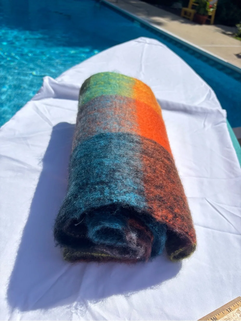 Thick Plush Multicolor Plaid Scarf or Wrap with fringe detail